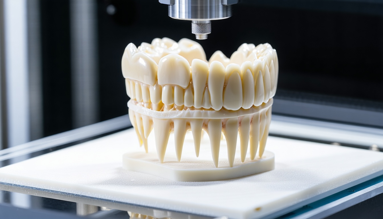 A state-of-the-art dental 3D printer in action, cr